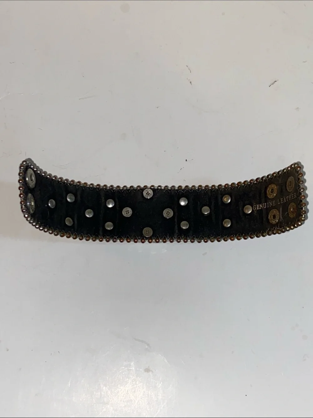 Heart Faux Crystal Studded Leather Cuff Bracelet - Black with Clear Gems Unisex